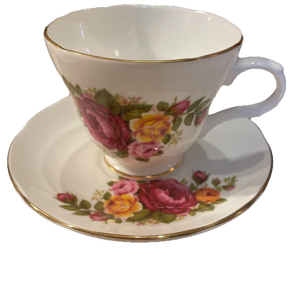 VTG Crown Trent Staffordshire England Bone China Tea Cup & Saucer